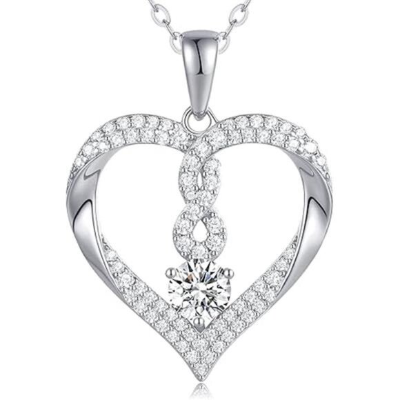 Infinity Heart Birthstone Necklaces Women 18k Gold Plated 925 Sterling Silver - Picture 7 of 7